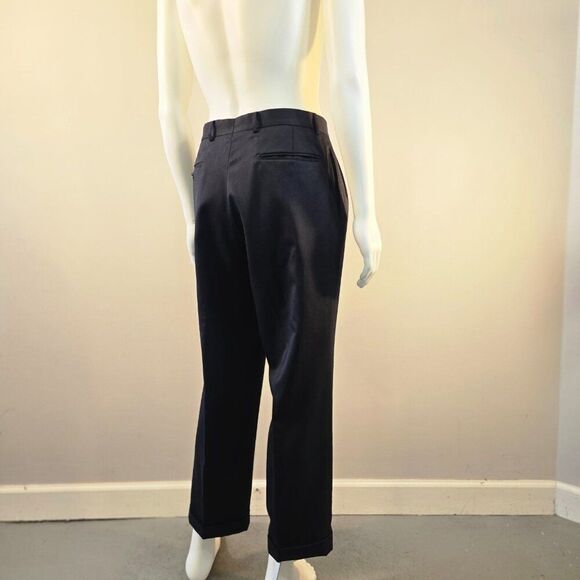 Marcraft Wool Dress Pants Navy Blue Mens Sz 32 x 28 Pleated Front Classic Cuff - Picture 9 of 11
